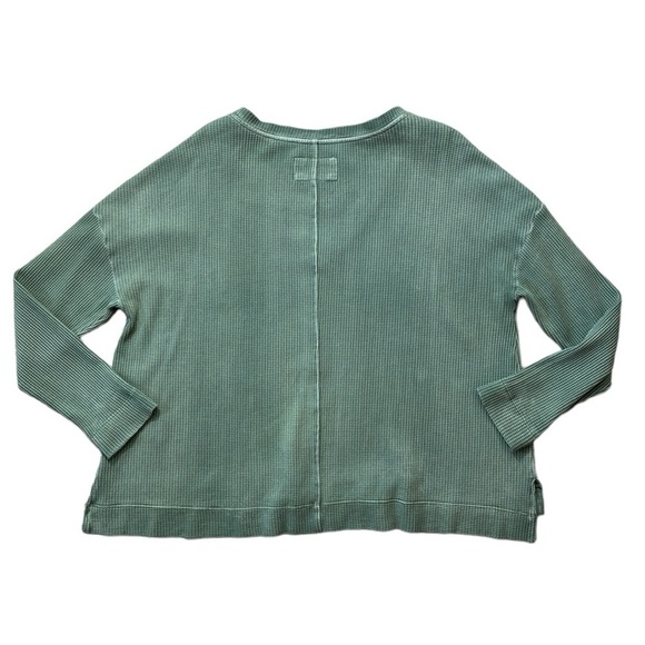 Pilcro Anthro Moira Waffle Knit Weave Cotton Thermal V Neck - Picture 9 of 10